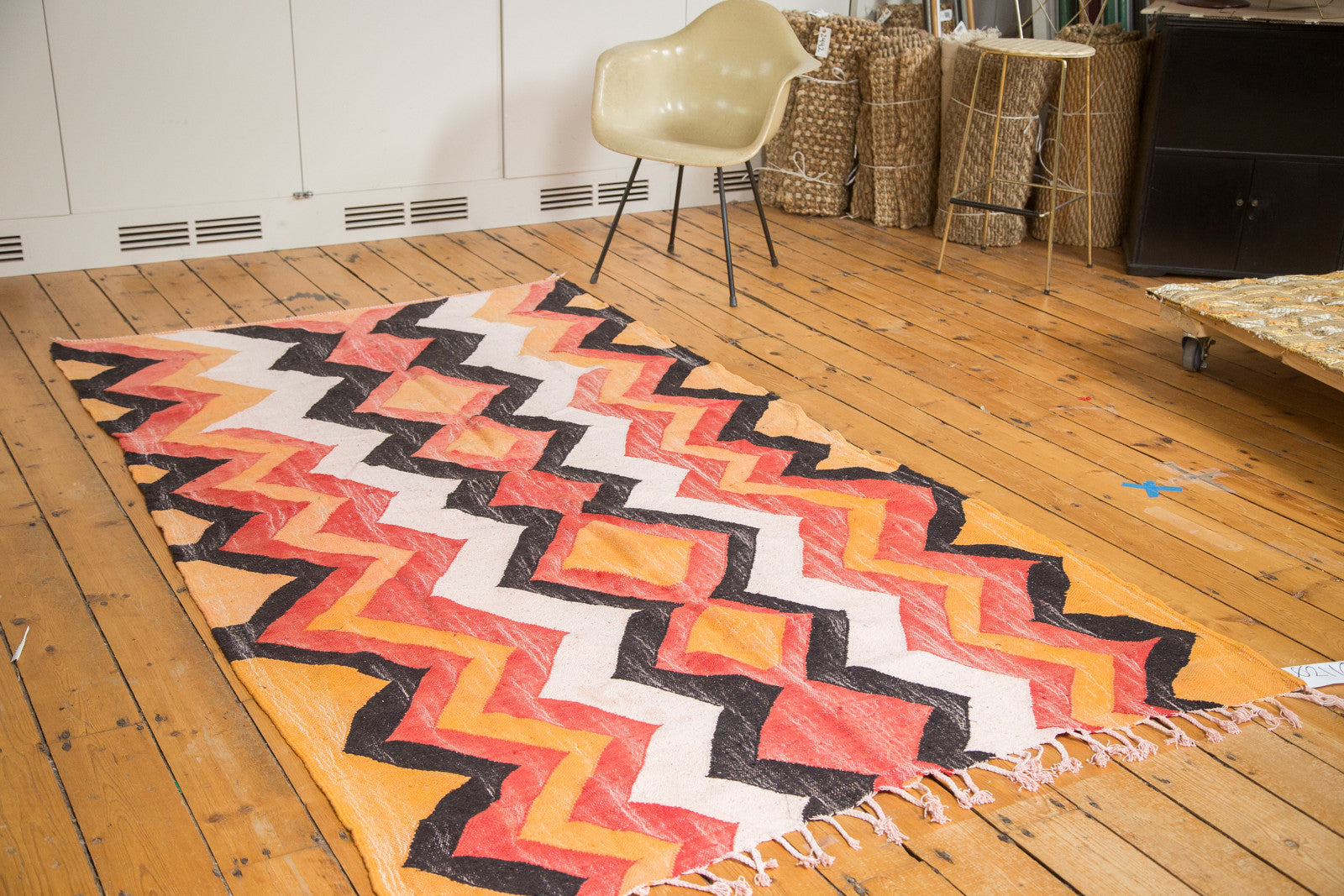  Vintage Rag Rug Carpet / Item ee002110 image 2