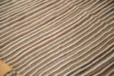 Vintage Moroccan Kilim, striated flatweave pattern of ivory, coffee, and subtle aqua.