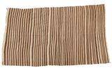 Vintage Moroccan Kilim flatweave rug with striated vertical stripes in natural undyed ivory and brown, 4'2