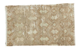 Distressed vintage Oushak rug with faded celadon, natural brown shadow design, 2'8