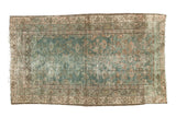 Distressed vintage Malayer rug, forest green herati design, faded blush, 3'5