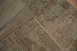 Distressed Oushak prayer rug revealing its woven foundation and muted earth tones.