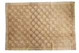 Vintage Oushak carpet, allover flower-lattice design in beige and ivory with abrashes, 7'5