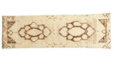 Bold tone-on-tone vintage Oushak runner featuring chocolate brown double medallions on ivory.