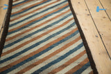 Traditional Qashqai Gabbeh runner, plush diagonal stripes: ivory, copper, teal, dark border.