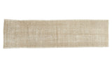 Distressed vintage Oushak runner in dominant sand and beige texture, 2'3