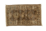 Faded vintage European runner with double medallions and bubbly geometric border.