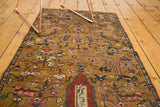 Antique Karabagh runner detail: central cyprus tree motif with original weaver insignia.