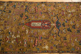 Collector's antique Karabagh runner with central cypress tree motif and weaver insignia.