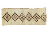 Vintage Moroccan rug runner with plush ivory field and six contrasting checkered diamond motifs 2'4