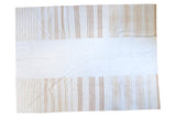 Vintage patchwork Kilim carpet with plain ivory field, banded stripes in sand and brown tones.