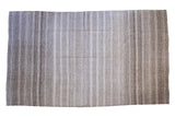 Vintage Turkish flatweave rug with horizontal banded stripes in neutral tones, 7'9