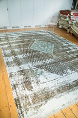 Antique Distressed Sivas Carpet with striking exposed foundation and blue herati medallion.