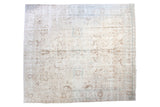 Vintage Sparta carpet, patinated allover palmette design in soft wooded tones and pale blue.