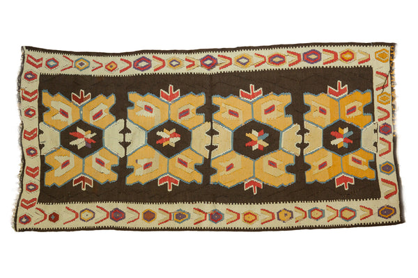 3x6.5 Vintage Distressed Kilim Rug Runner // ONH Item ee002270