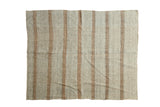 Simplistic hand woven Turkish kilim rug with light grey, bronze, and charcoal stripes.