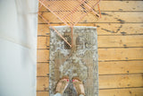 Distressed Oushak rug runner with faded stepped medallion, coffee, charcoal, and ivory design.