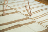 Vintage Turkish Kilim flatweave with simplistic ivory and coffee brown stripes.