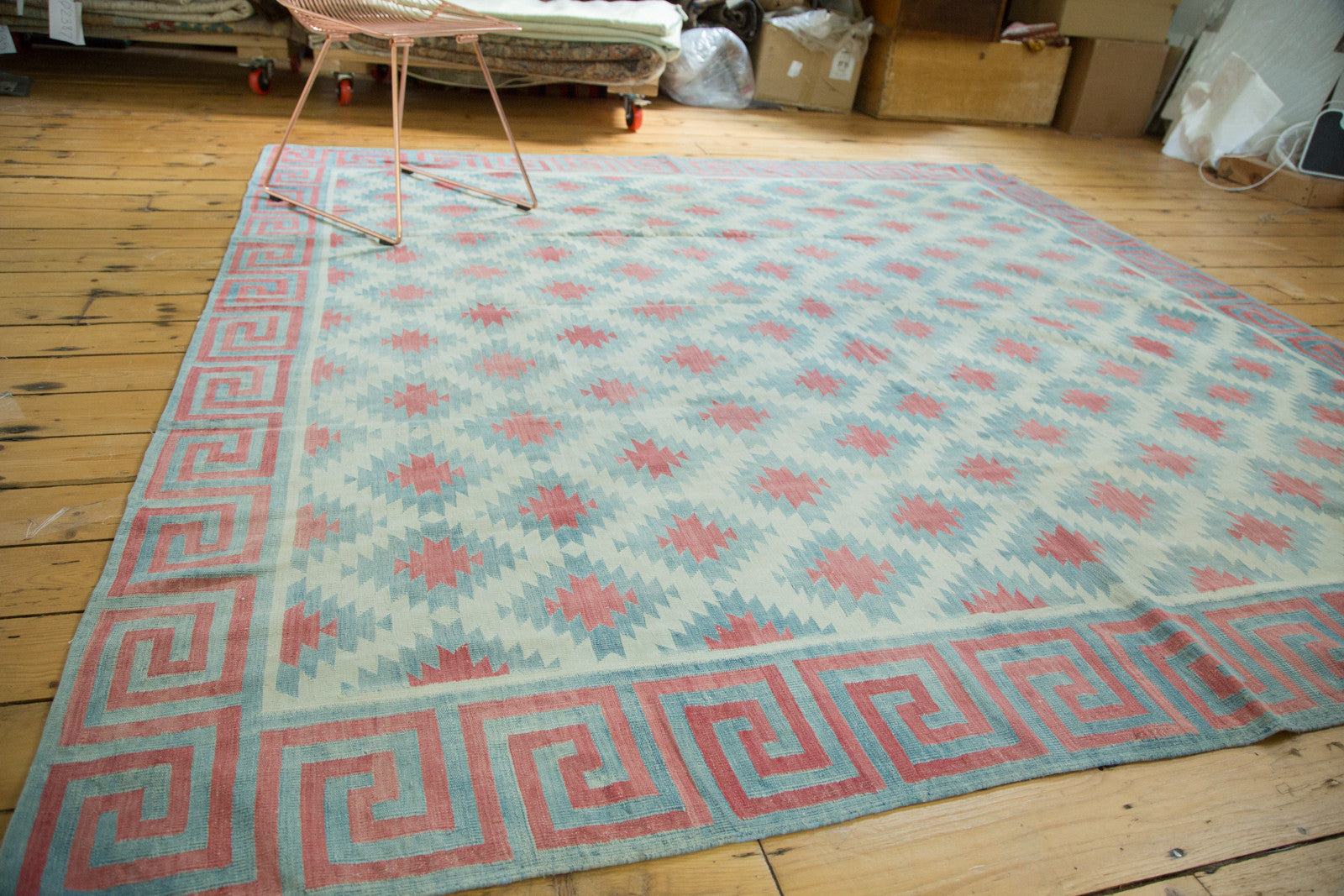 8.5x8.5 Vintage Dhurrie Square Carpet / ONH item ee002323