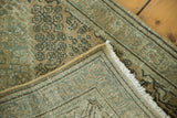 Vintage Sivas rug detail: distressed sea foam green pile, intricate pattern, hand-knotted back.