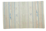 Vintage Dhurrie rug with ivory, pale blue, and peach Southwestern geometric stripes, 4'3