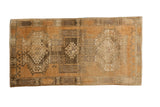 Vintage Oushak rug: copper, brown, ivory triple medallion design, with abrash.