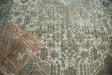 Distressed Tabriz carpet with Joshegan design, heavy pile recess, exposed foundation.