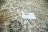 Heavily recessed pile and exposed foundation of the distressed vintage Tabriz carpet.