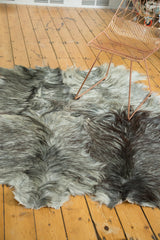 Luxurious Hand Pelt Turkish rug with variegated grey, silver, and charcoal fur.