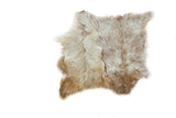 Luxurious two-piece Angora skin rug, soft ivory and brown tones, 3'1