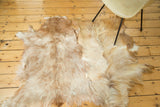 Soft ivory and brown Angora pelts, visibly joined, highlight luxurious fur texture.