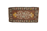 Vintage Kilim runner with ornate floral medallions in chocolate brown, blush, and saffron.