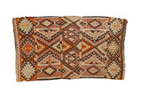 Vintage Kilim rug, geometric paneled pattern, triple medallions in plum, beige, brick red, 2'2