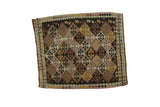 Vintage Turkish Kilim rug mat, allover geometric diamond pattern in earthen tones, ivory, and yellow, 2x3.
