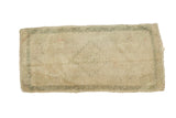 Vintage Oushak runner: sand, beige tones, faded stepped medallion, oxidized green border.