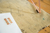 Vintage Oushak runner, slightly irregular weave, subtle geometric patterns, antique ivory and beige.
