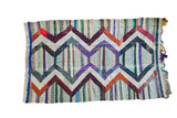 Vibrant geometric Moroccan rag rug with chevron and stripe pattern, 5'10