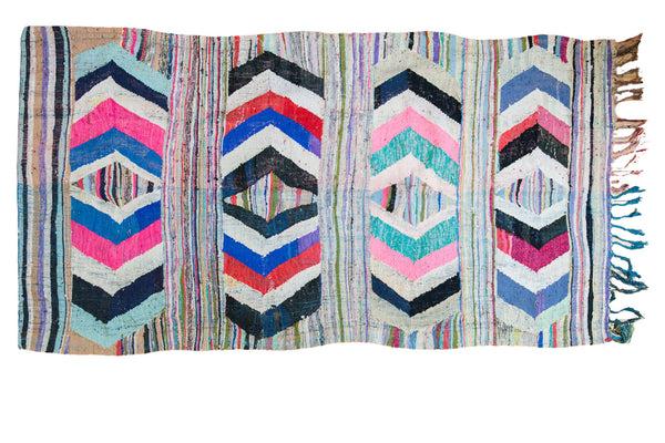 5x9 Vintage Rag Rug Carpet // ONH Item ee002493