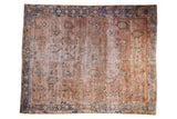 Distressed Sivas hand-knotted rug featuring faded rose, peach, blue oversized motifs, 5'1