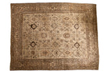 Vintage Persian Mahal carpet, allover Harshang design, dusty grey and beige field, 10'3