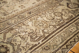 Textural Harshang pattern in dusty grey, beige, and wooded tones with even wear.