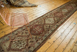 Vintage Persian Serab runner styled in a room to show its scale and geometric medallions.