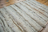 Vintage Moroccan Handira with alternating shaggy pile, plain weave, and silver sequins.