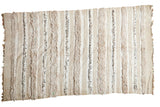 Vintage Moroccan wedding blanket with ivory alternating textured stripes and sparkling silver sequins, 4' x 6'9