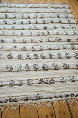 Vintage wedding blanket with alternating ivory plain weave, thick pile, and shimmering silver sequins.