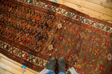 Distressed vintage Malayer runner with vivid allover Herati pattern and abrash.