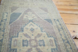 Oushak rug pile texture showing steel blue, mauve, and antique ivory geometric motifs.