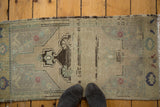 Vintage Oushak rug featuring playful abrash and coffee brown, pistachio, mauve motifs.