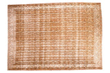 Distressed Vintage Qom carpet, allover water channels, vines, botehs, in muted earthy tones.