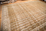 Distressed vintage Qom carpet; allover water design with meandering vines and botehs.